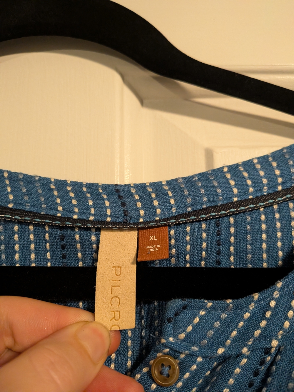 Anthropologie Pilcro Embroidered Blue Button-Down Shirt - Picture 2 of 3
